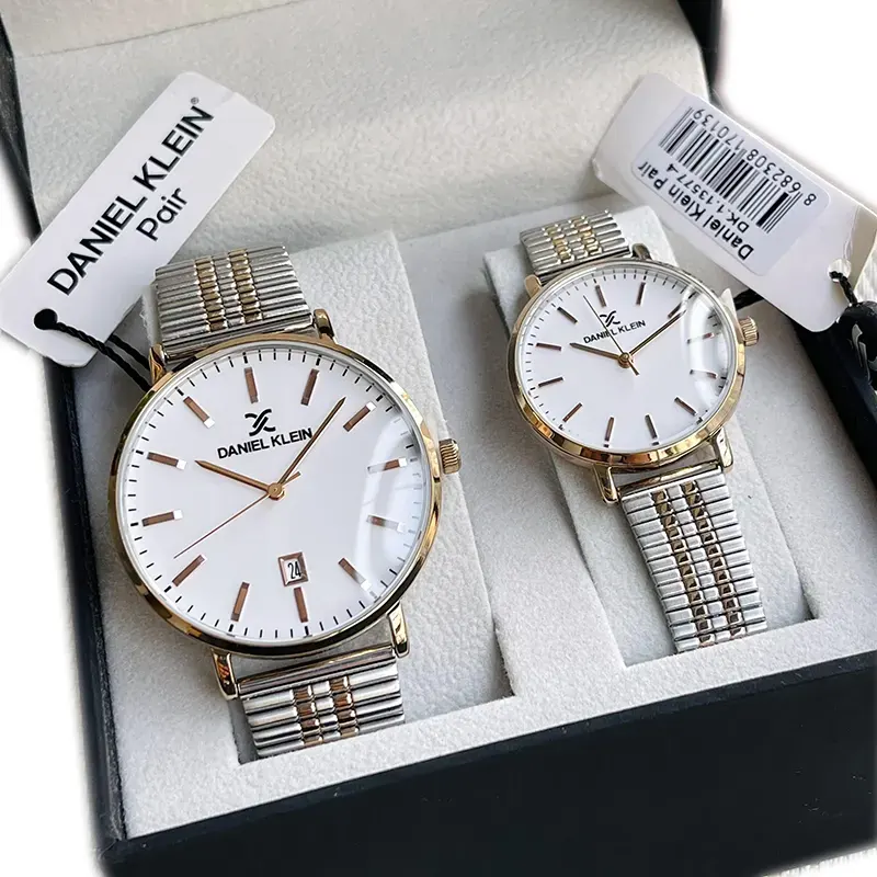 Daniel Klein White Dial Two-tone Couple Set- DK.1.13577-4